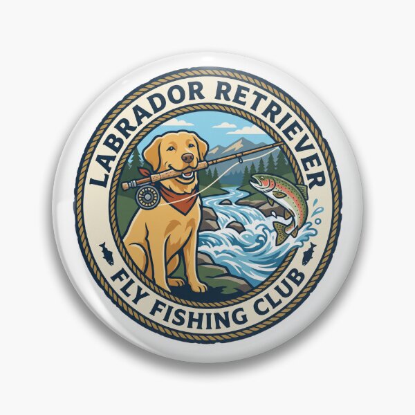Item preview, Labrador Retriever Fly Fishing Club River Angler designed and sold by PictoVibe.