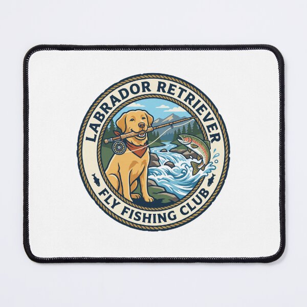 Item preview, Labrador Retriever Fly Fishing Club River Angler designed and sold by PictoVibe.