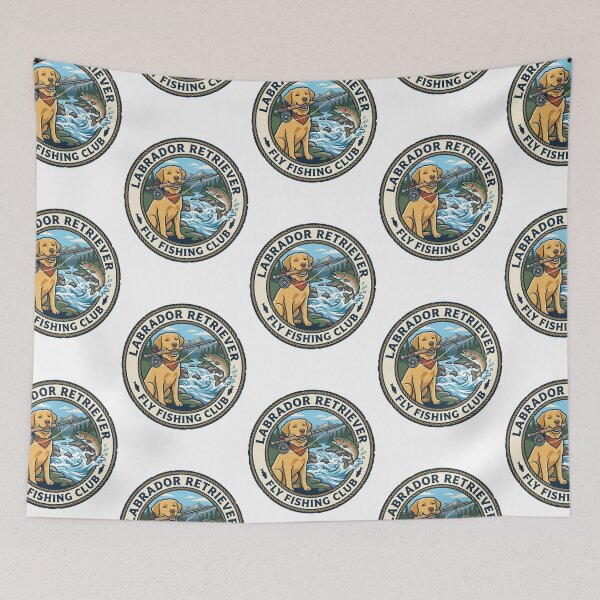 Item preview, Labrador Retriever Fly Fishing Club River Angler designed and sold by PictoVibe.