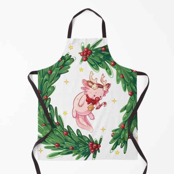 Item preview, Cute Pink Axolotl with Reindeer Antlers in Christmas Wreath designed and sold by Orbit-Kitty.