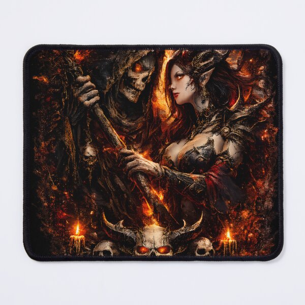 Item preview, Hellish Love – Grim Reaper & Demon Queen Gothic Dark Fantasy Art designed and sold by Bizon2910.