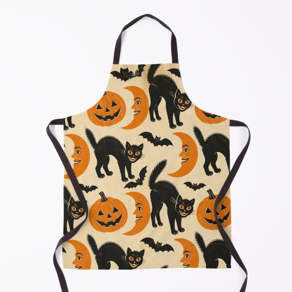 Item preview, Retro 1920s Black Cat Halloween Folk Art Repeat designed and sold by StickyGuys.