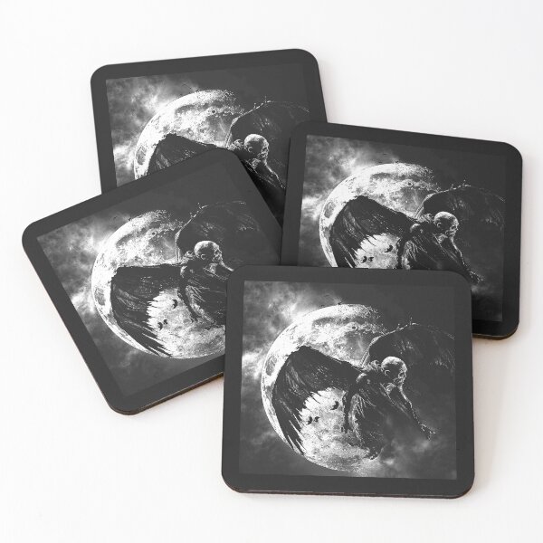 Item preview, Winged Skeleton Under Full Moon – Gothic Dark Fantasy Horror Art designed and sold by inkoutninja.