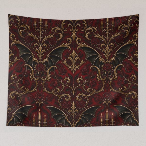 Item preview, Vampire Opera Blood Red Velvet Baroque Damask designed and sold by StickyGuys.