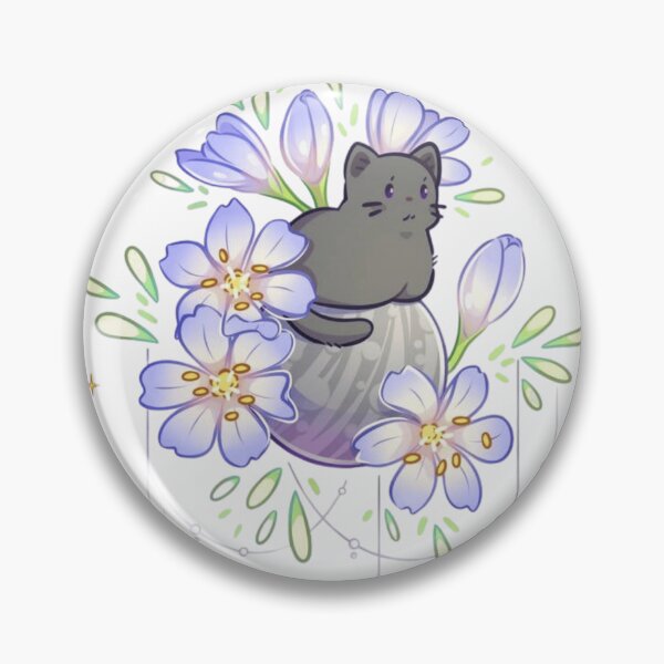 Item preview, Cute Dark Gray Cat on Silver Moon with Purple Flowers designed and sold by Orbit-Kitty.