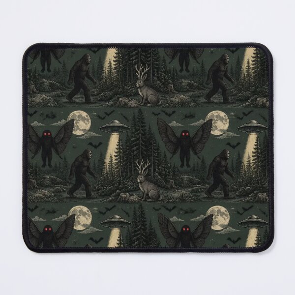 Item preview, Cryptid Halloween Night Mothman Bigfoot Forest designed and sold by StickyGuys.