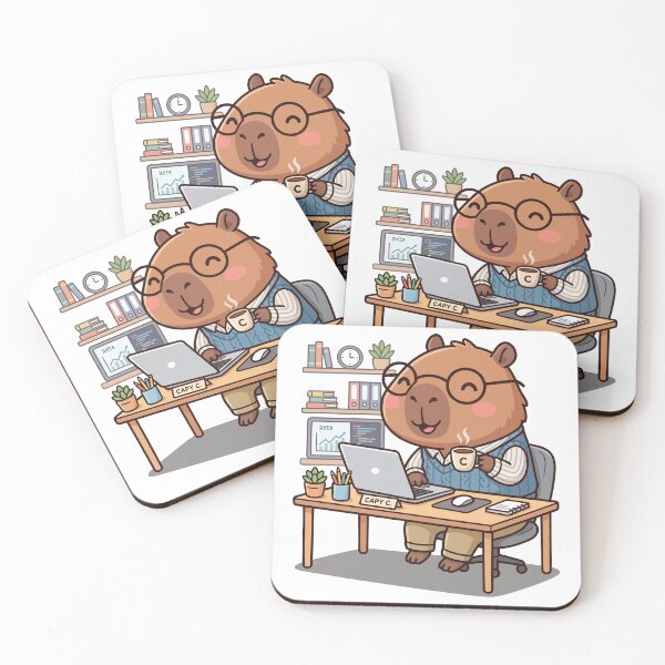 Item preview, Cute Capybara Office Worker Cartoon Animal Vector Design designed and sold by derynick.