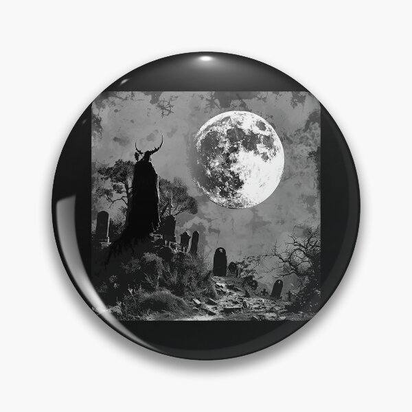 Item preview, Horned Graveyard Guardian Under Full Moon – Gothic Horror Art designed and sold by inkoutninja.