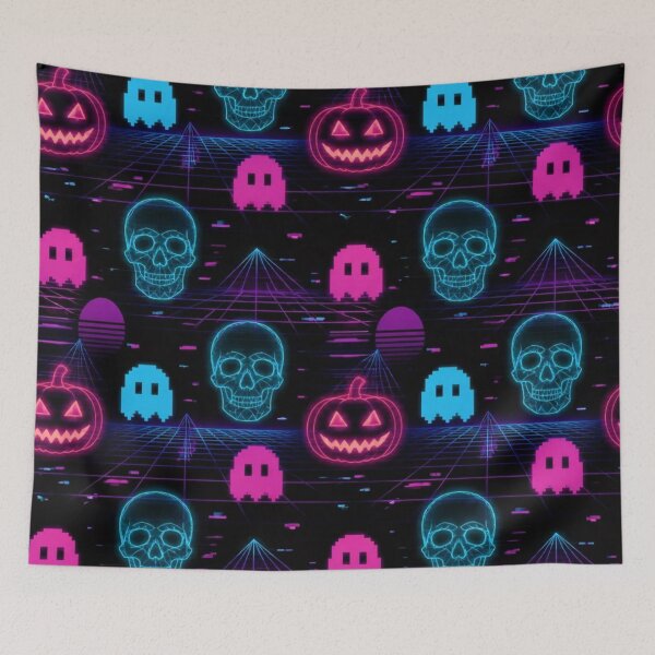 Item preview, Retro Haunted Arcade Neon Vaporwave Halloween Grid designed and sold by StickyGuys.