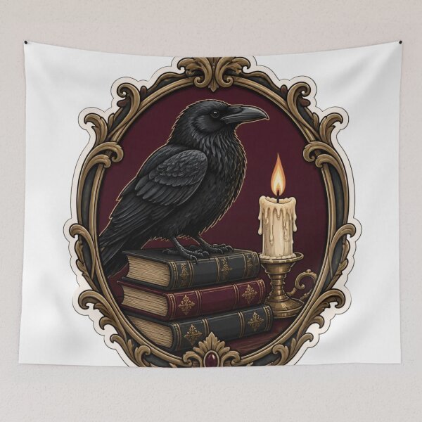 Item preview, Dark Academia Raven on Candlelit Books Emblem designed and sold by StickyGuys.