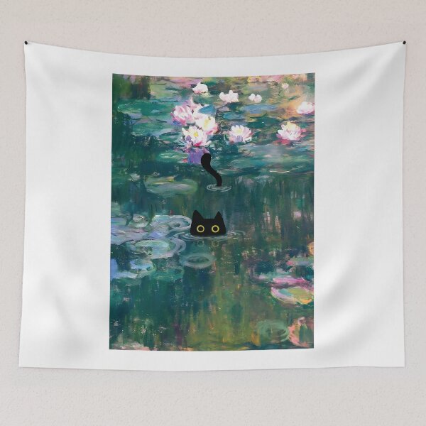 Item preview, Monet Water Lilies Cat Print designed and sold by PurrfectHome.