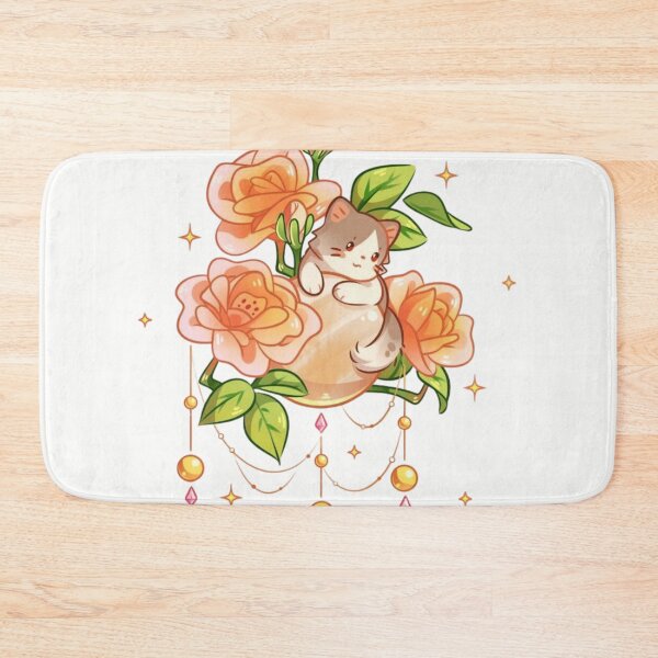 Item preview, Cute Calico Cat on Golden Orb with Orange Roses designed and sold by Orbit-Kitty.