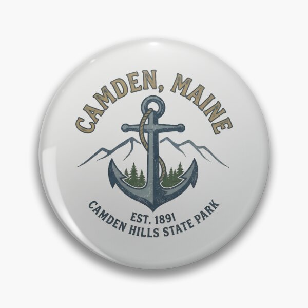 Item preview, Camden Maine Vintage Anchor Nautical Coastal Emblem designed and sold by Zayn Studio.