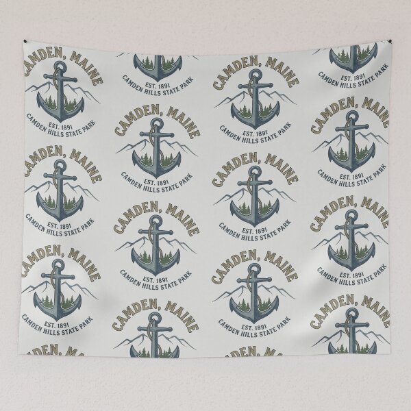 Item preview, Camden Maine Vintage Anchor Nautical Coastal Emblem designed and sold by Zayn Studio.