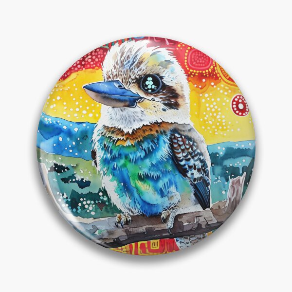 Item preview, Vibrant Watercolor Kookaburra – Aboriginal Dot Art Inspired Wildlife designed and sold by ArtisticDesignsbyLinda.
