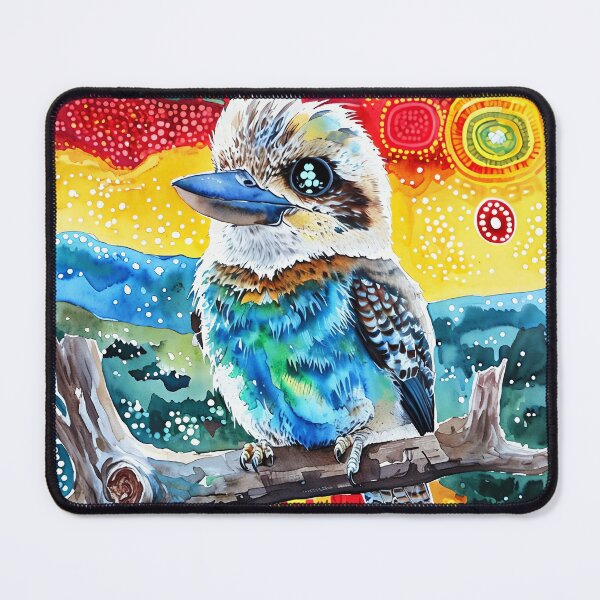 Item preview, Vibrant Watercolor Kookaburra – Aboriginal Dot Art Inspired Wildlife designed and sold by ArtisticDesignsbyLinda.