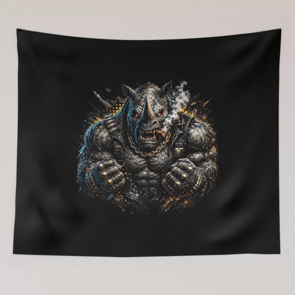 Item preview, Rhino Beast Warrior – Dark Fantasy Rhino Monster Gothic Streetwear Art designed and sold by Bizon2910.