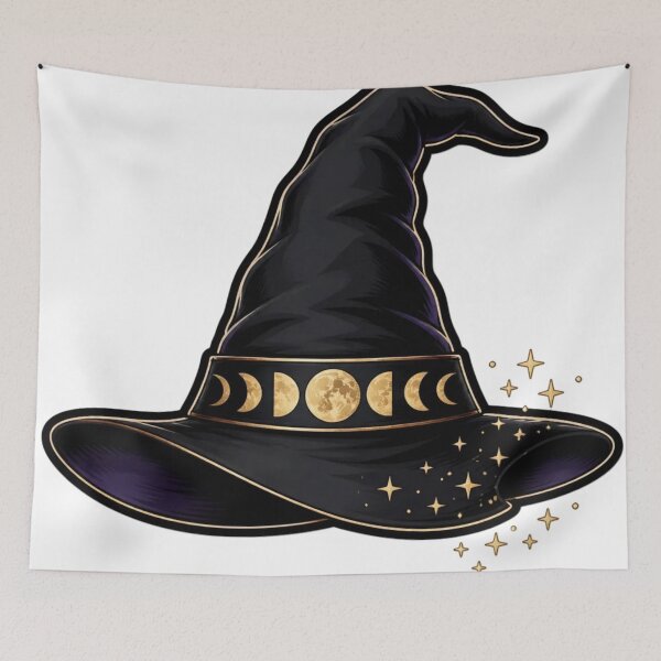 Item preview, Celestial Witch Hat with Golden Moon Phases designed and sold by StickyGuys.