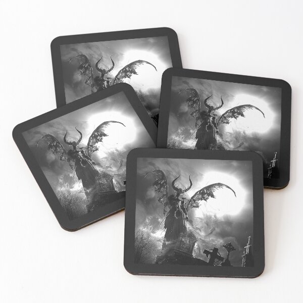 Item preview, Winged Horned Demon in Graveyard – Gothic Dark Fantasy Horror Art designed and sold by inkoutninja.