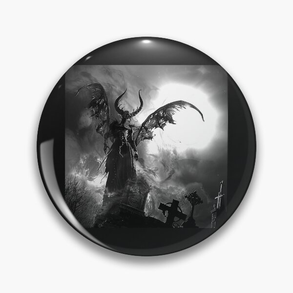 Item preview, Winged Horned Demon in Graveyard – Gothic Dark Fantasy Horror Art designed and sold by inkoutninja.
