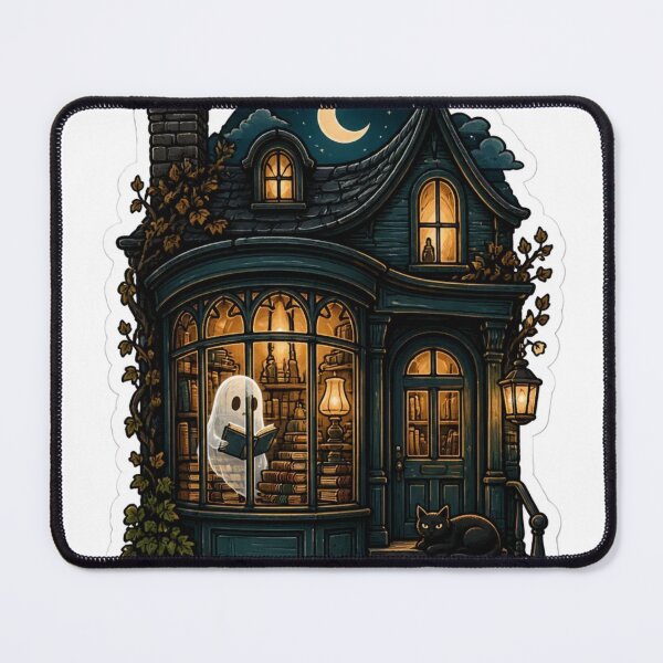 Item preview, Haunted Bookshop Storefront at Midnight designed and sold by StickyGuys.