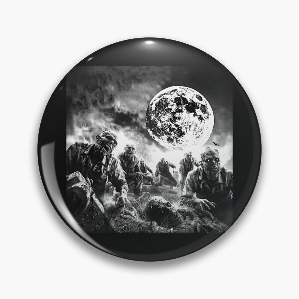 Item preview, Zombie Horde Under Full Moon – Black and White Horror Art designed and sold by inkoutninja.