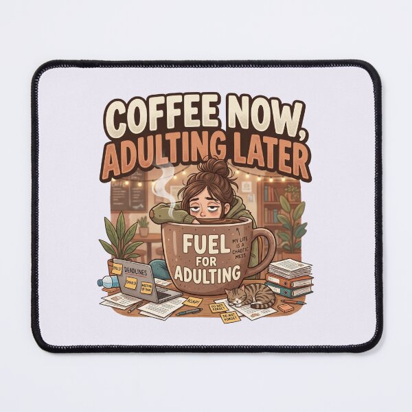 Item preview, Coffee Now Adulting Later Funny Quote designed and sold by pradeepvisuals.