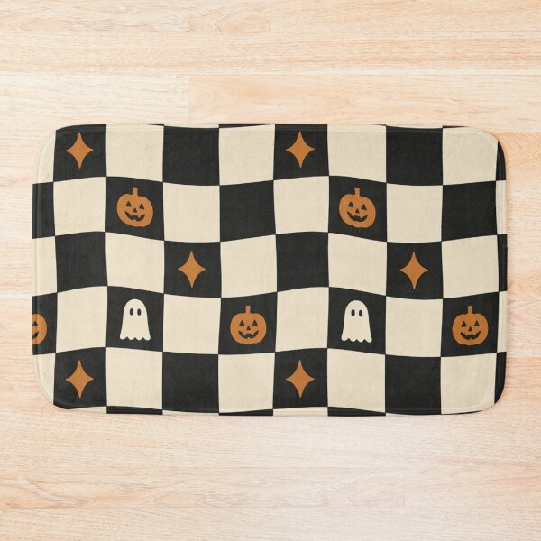 Item preview, Retro Checkered Halloween Pumpkin Ghost Checkerboard designed and sold by StickyGuys.