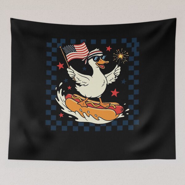 Item preview, Patriotic Duck Surfing Hot Dog Fourth of July designed and sold by SiarheiYur.