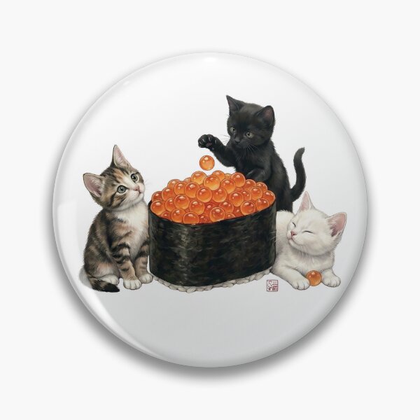 Item preview, Three Cute Kittens and Giant Ikura Sushi designed and sold by JapanekoGallery.