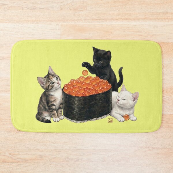 Item preview, Three Cute Kittens and Giant Ikura Sushi designed and sold by JapanekoGallery.