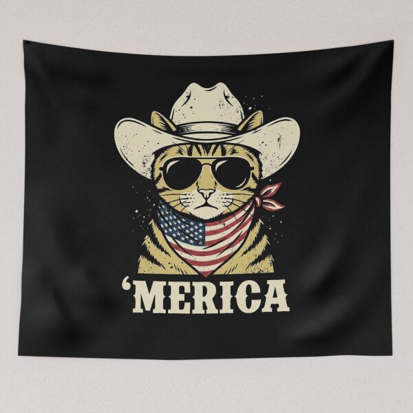 Item preview, Merica Cowboy Cat American Flag Patriotic Design designed and sold by SiarheiYur.