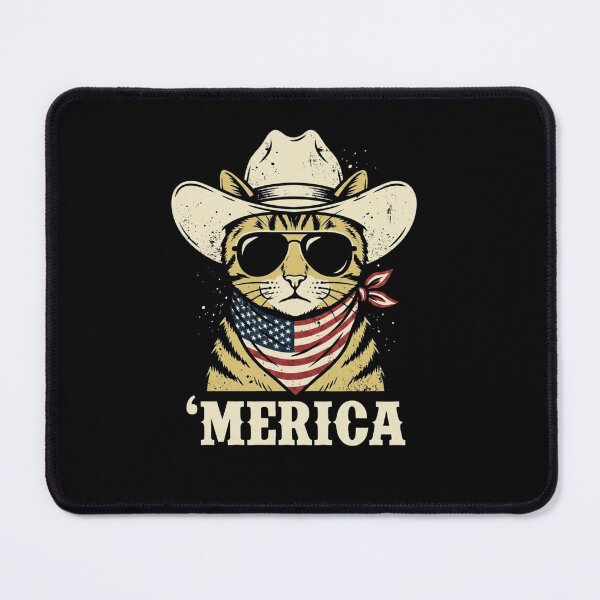 Item preview, Merica Cowboy Cat American Flag Patriotic Design designed and sold by SiarheiYur.