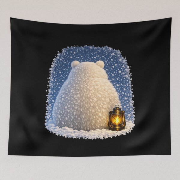 Item preview, Polar Bear Back View Snow Lantern — Cozy Winter Night Art designed and sold by ArtoryWorks.