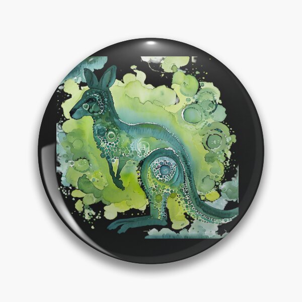 Item preview, Cosmic Green Kangaroo – Watercolor and Dot Art Fusion designed and sold by ArtisticDesignsbyLinda.