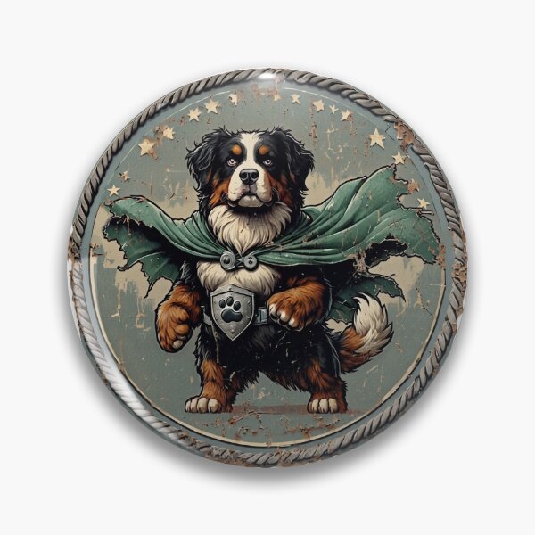 Item preview, Bernese Mountain Dog Superhero Cape Vintage Badge Art designed and sold by PawsRetroStudio.