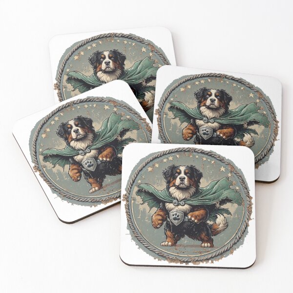 Item preview, Bernese Mountain Dog Superhero Cape Vintage Badge Art designed and sold by PawsRetroStudio.