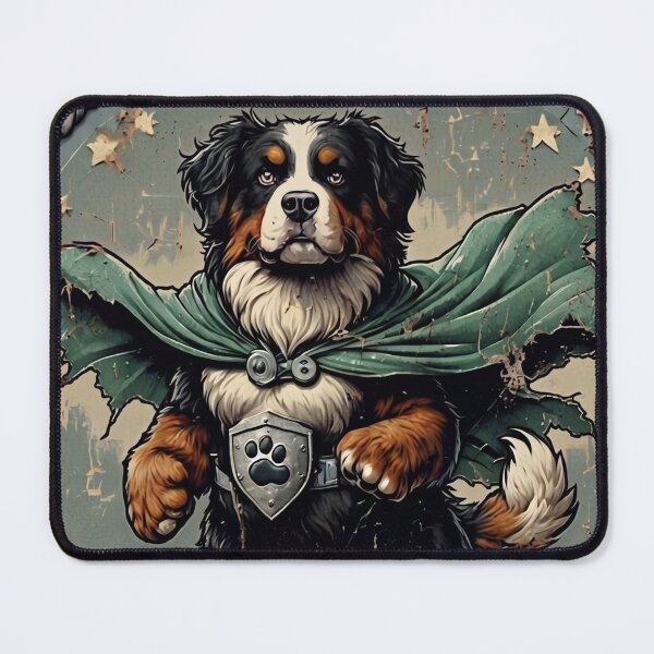 Item preview, Bernese Mountain Dog Superhero Cape Vintage Badge Art designed and sold by PawsRetroStudio.