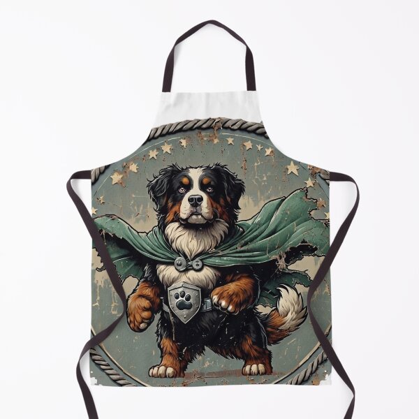 Item preview, Bernese Mountain Dog Superhero Cape Vintage Badge Art designed and sold by PawsRetroStudio.