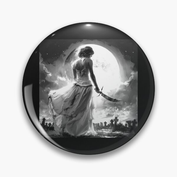 Item preview, Haunted Bride with Bloody Sword Under Full Moon – Gothic Horror Art designed and sold by inkoutninja.