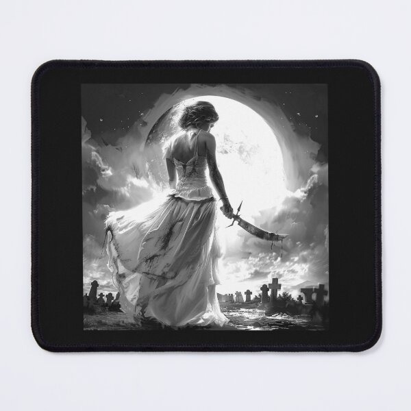 Item preview, Haunted Bride with Bloody Sword Under Full Moon – Gothic Horror Art designed and sold by inkoutninja.