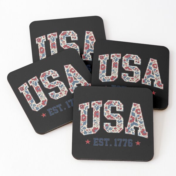 Item preview, Floral USA EST. 1776 Vintage Patriotic, Retro American Wildflower Typography, Independence Day designed and sold by Zizo-DR44.