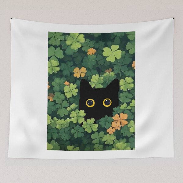 Item preview, Black Cat Peeking Through Clover designed and sold by PurrfectHome.