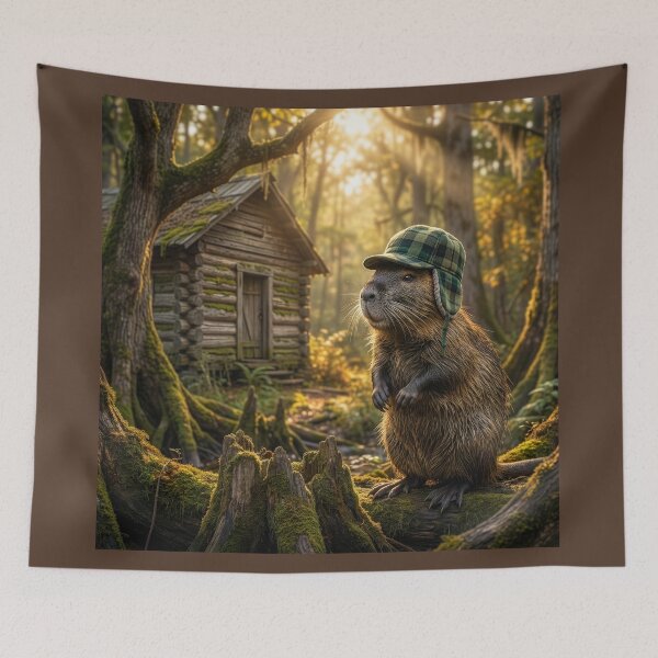 Item preview, Nutria Builds Log Cabin in the Heart of Louisiana designed and sold by Tridentulus.