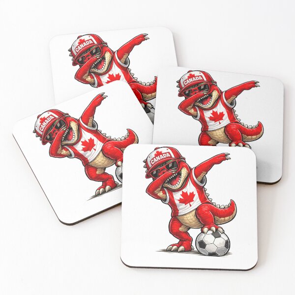 Item preview, Funny T Rex Maple Leaf Canadian Flag Dabbing Soccer designed and sold by QuiteOrbit.