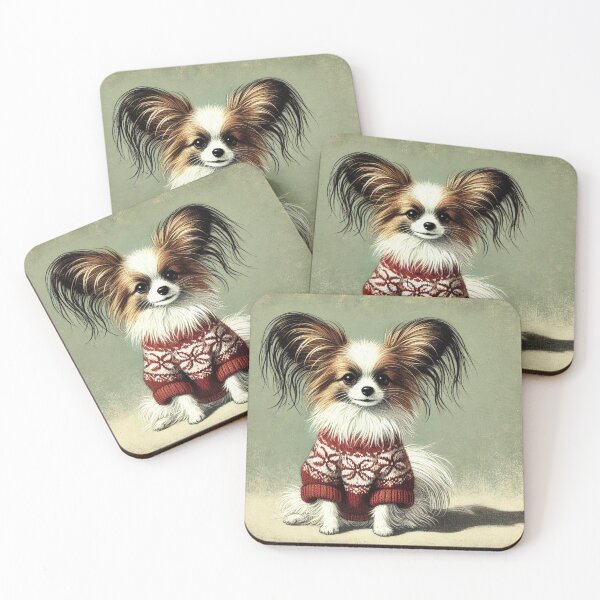 Item preview, Cute Papillon Dog in Festive Holiday Christmas Sweater designed and sold by GildedStraw.