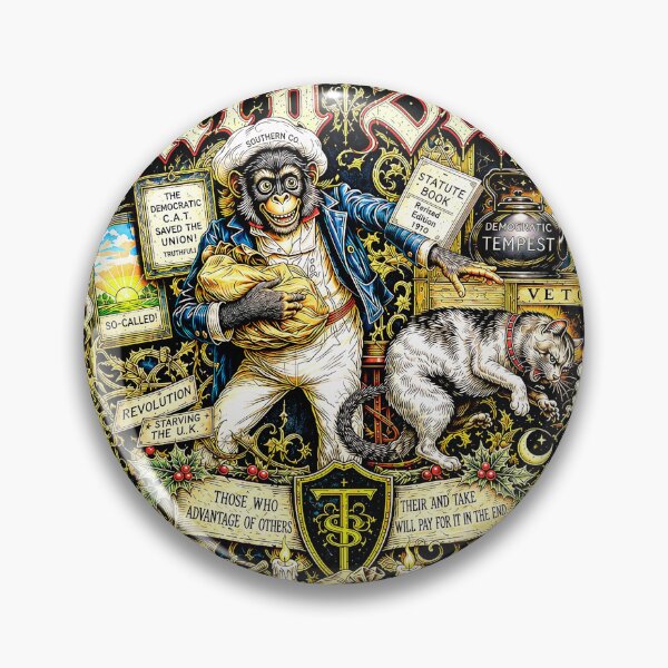 Item preview, Victorian monkey and cat embody greed's consequences. designed and sold by ArtbyJustis.