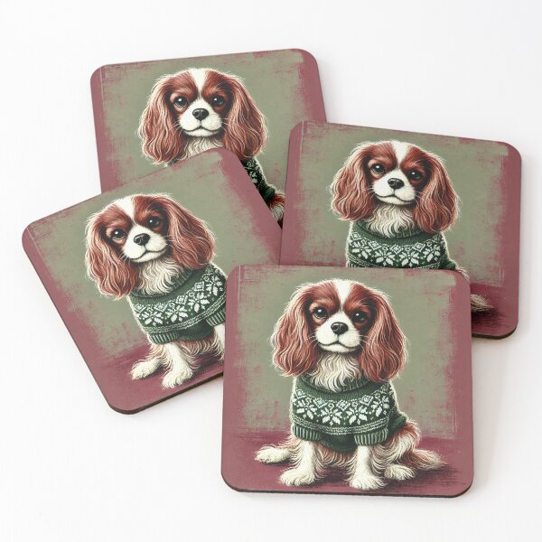Item preview, Cavalier King Charles Spaniel in Festive Christmas Sweater designed and sold by GildedStraw.