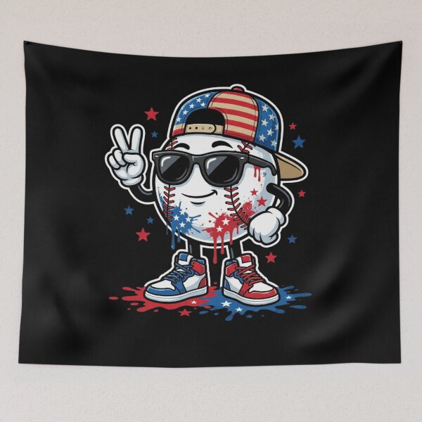 Item preview, Patriotic Baseball Character Cool Sunglasses Peace Sign designed and sold by SiarheiYur.
