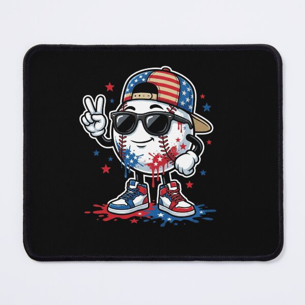 Item preview, Patriotic Baseball Character Cool Sunglasses Peace Sign designed and sold by SiarheiYur.